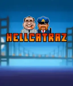 Dive into the thrilling world of Hellcatraz slot by Relax Gaming, featuring a comic-style prisoner and a guard with the infamous Alcatraz prison and San Francisco skyline in the background. This image depicts the light-hearted escapade of an prison break-themed game, perfect for fans of retro gaming, offering a captivating gaming experience. 