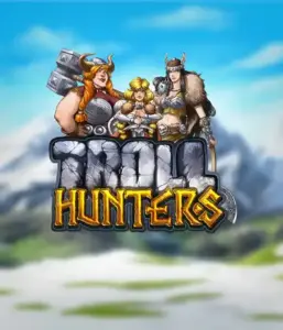 Enter the realm of "Troll Hunters," where fierce Viking warriors are poised to take on their foes. The logo displays a male and female Viking, armed and ready, with a frosty landscape. They emanate bravery and might, reflecting the essence of the game's adventurous theme.