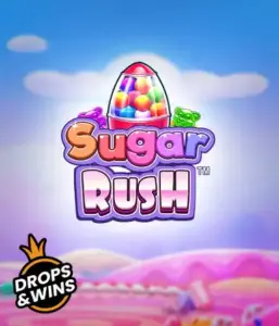 Dive into the delightful world of Sugar Rush by Pragmatic Play, with a bright candy dispenser against a whimsical background of candyland. This image captures the fun and excitement of the game, enhanced with multicolored candies and engaging typography. Ideal for candy lovers, promising hours of fun. 