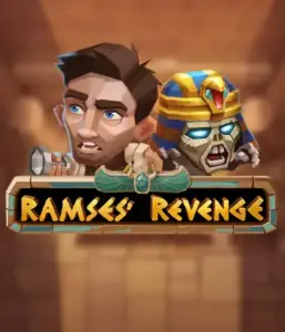 Dive into the thrilling world of Ramses' Revenge slot by Relax Gaming, showcasing a surprised explorer and a terrifying mummy amid an Egyptian tomb backdrop. This image portrays the drama of Egyptian archaeology, great for adventure seekers, delivering a gripping gaming experience. 